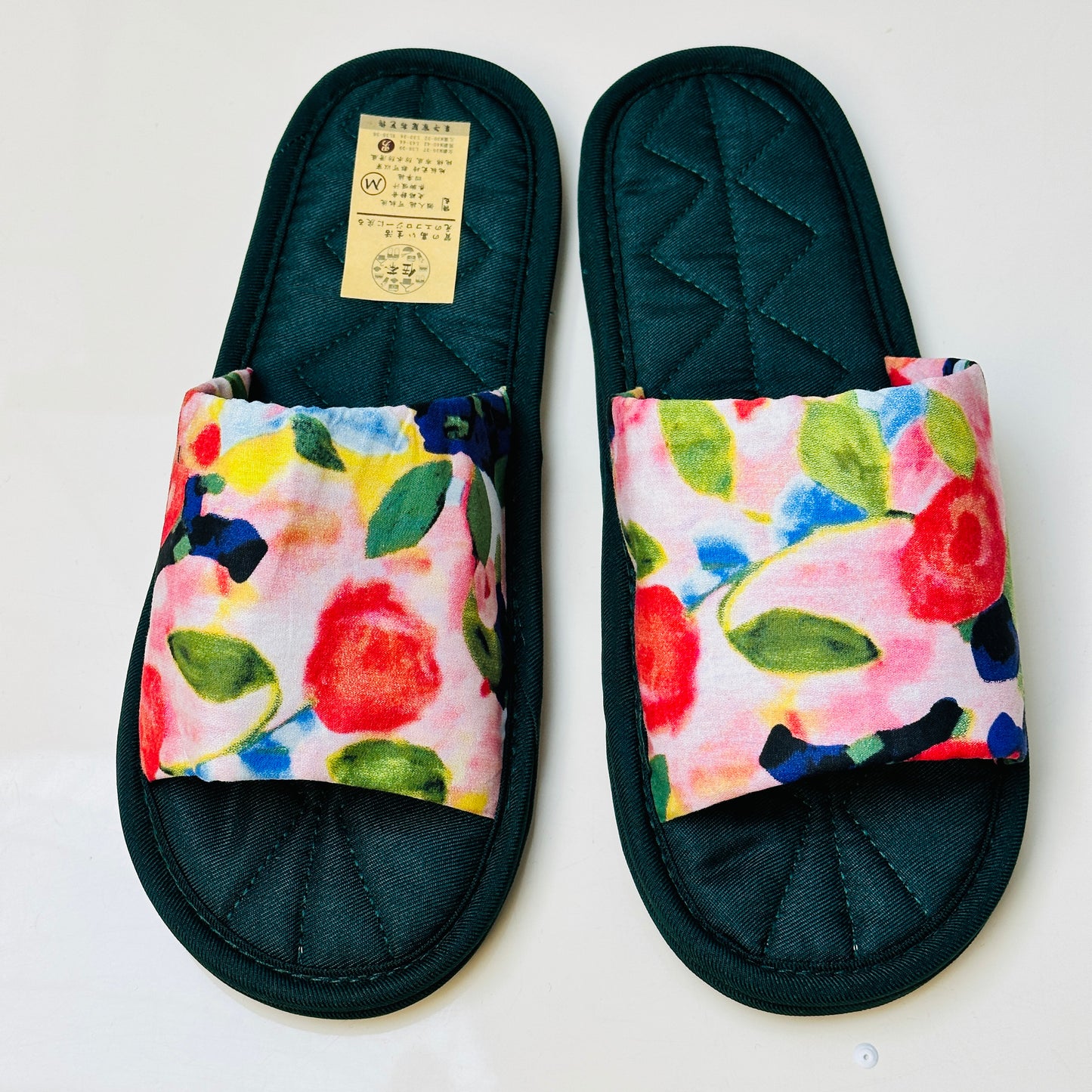 Handmade fabric silent slippers non-slip sweat-absorbent home slippers（Four Seasons Flower Series）No lace