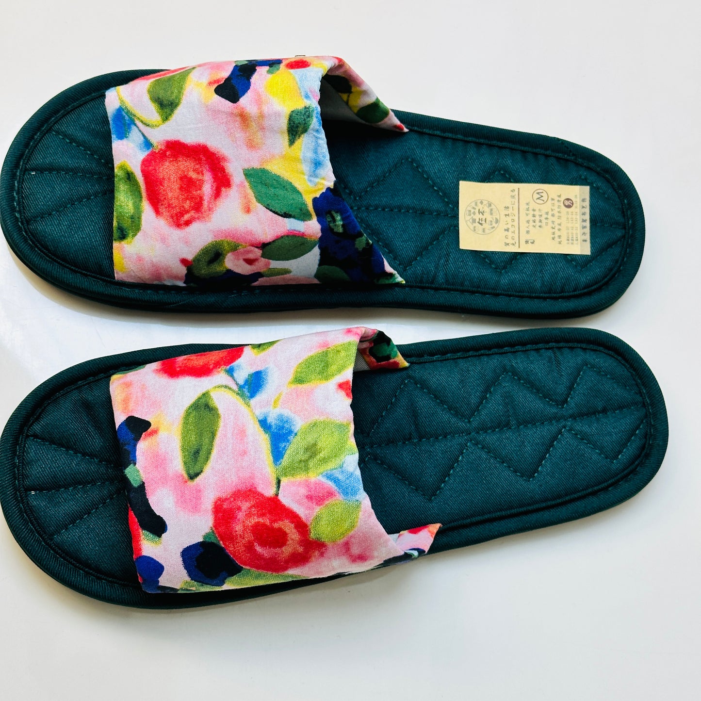 Handmade fabric silent slippers non-slip sweat-absorbent home slippers（Four Seasons Flower Series）No lace