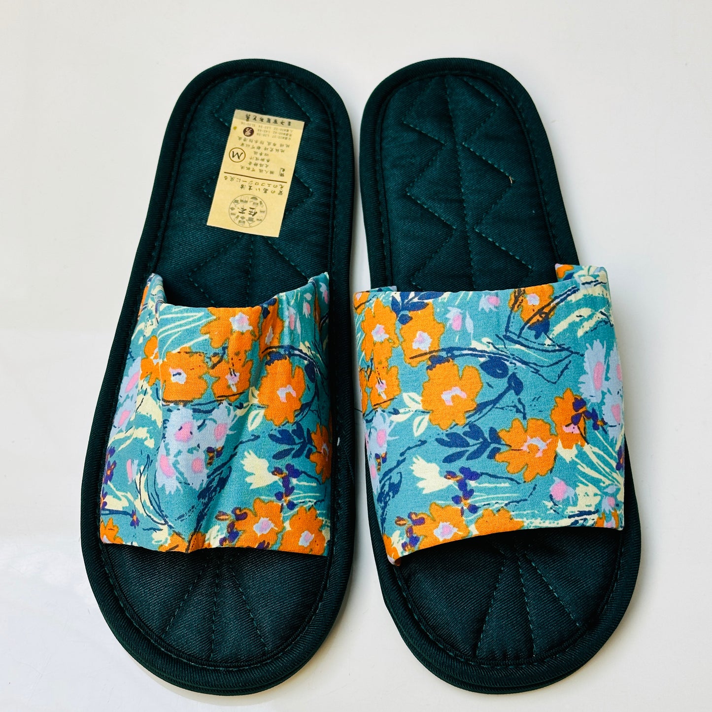 Handmade fabric silent slippers non-slip sweat-absorbent home slippers（Four Seasons Flower Series）No lace